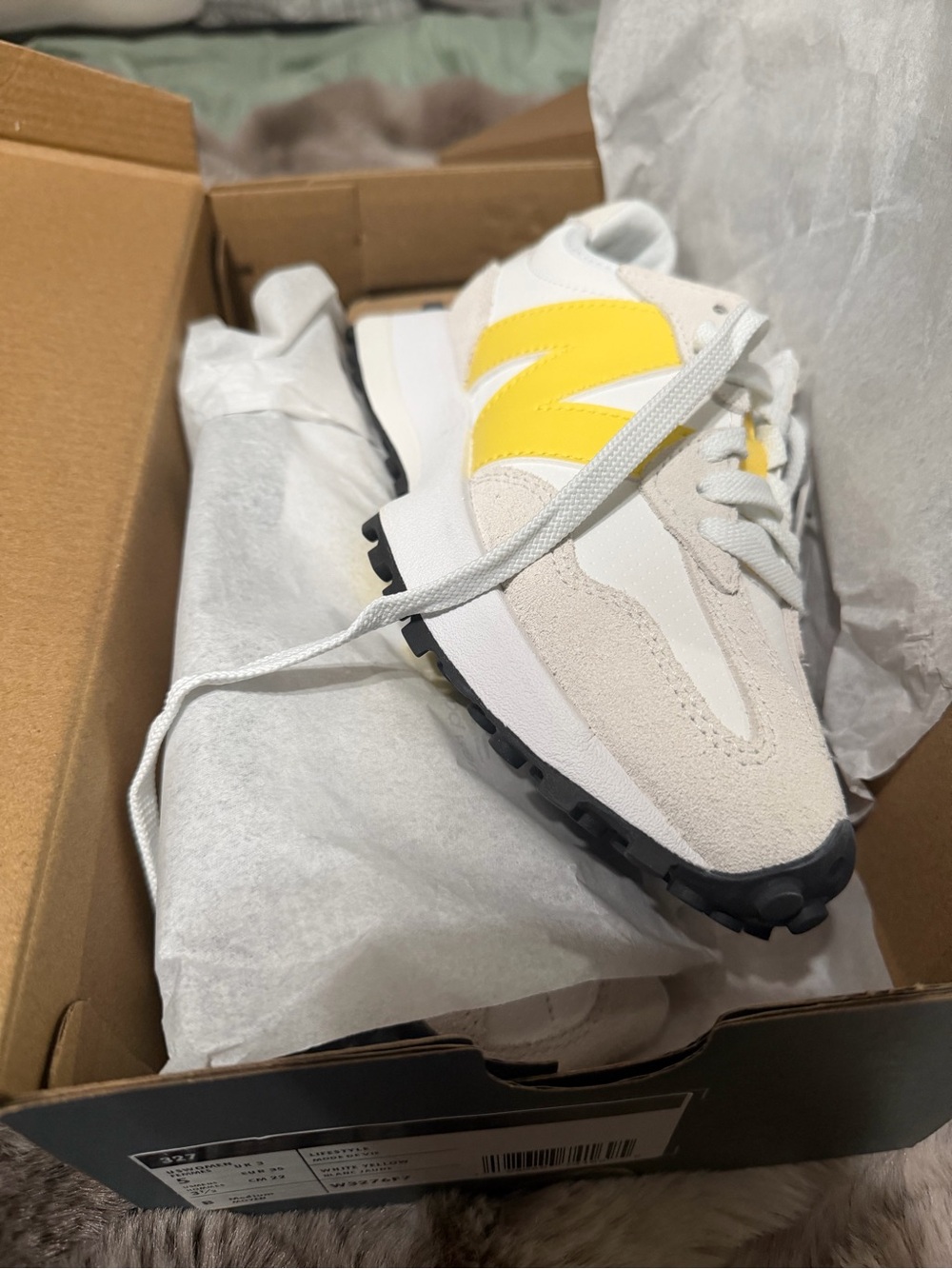 New Balance White and Yellow Retro Runner Sneakers